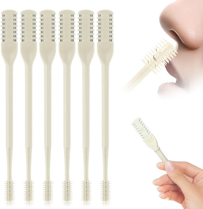 3PCS Nasal Hair Cutter Portable Travel Essentials,2026 Manual 360° Rotating Nostril Hair Removal Tools Double Sided Nose Hair Blade,Nose Hair Cutter for Women Men (Cream, 6 Pack)