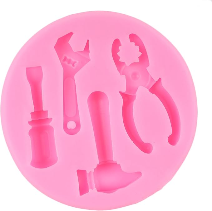 Hand Tools Silicone Mold Construction Tools Chocolate Fondant Molds Wrench Hammer Pliers Molds for Cake Decoration Cupcake Topper Candy Sugar Craft Polymer Clay Gum Paste