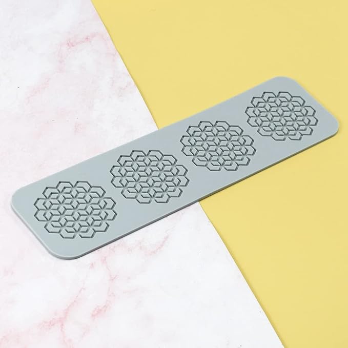 TUKE 3D Leaves Silicone Molds Flower Cake Fondant Mat Bee Leaf Pastry Moulds Rose Impression Chocolate Hollow Lace Mold (Geometry_10.4x2.8x0.12inch_L)