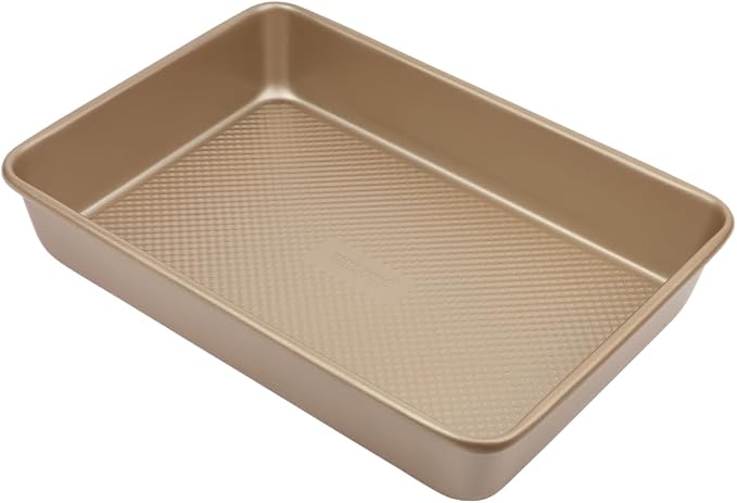 David Burke 13x9 Oblong Baking Pan – Carbon Steel, Non-Stick, PFTE & PFOA Free, Oven Safe with AirFlow Baking Technology – Bronze