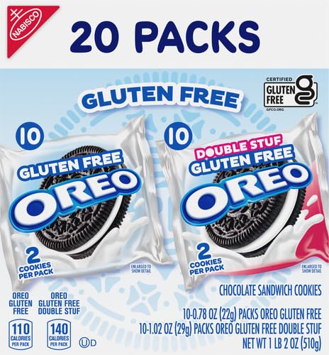 OREO Gluten Free Original & Double Stuf Chocolate Sandwich Cookies Variety Pack, Gluten Free Cookies, 20 Count (Pack of 4)