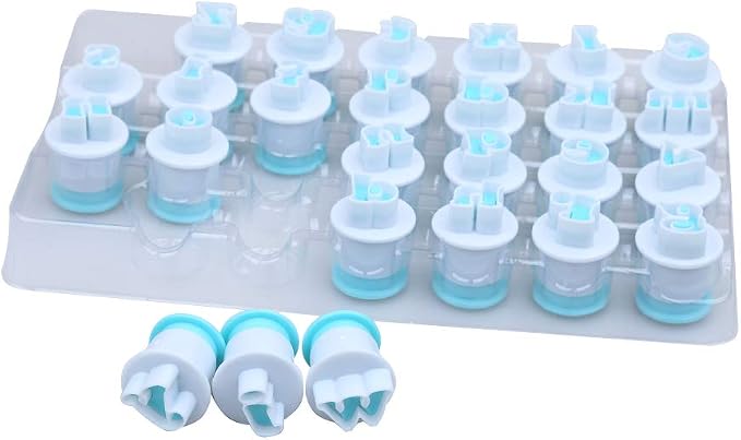26PCS/Set Cookie Stamp Impress Cookie Cutters Alphabet Letter and Number Cake Biscuit Mold Letter Shape DIY Cookie Biscuit Alphabet Cake Tool Embosser Cutter (Lower Case Shape)