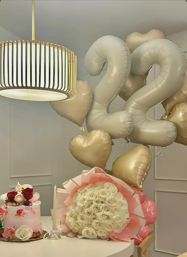 Balloons Number 40, 40 Inch Cream 40th Birthday Decoration for Women & Men, Large Foil Party Decorations for Engagement Celebration Memorial Day's Supplies