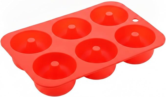 Silicone Donut Pan, 6-Cavity Non-Stick Baking Mold for Uniform Shapes, Flexible Tray Fits Half-Sheet Pans (1 PC)