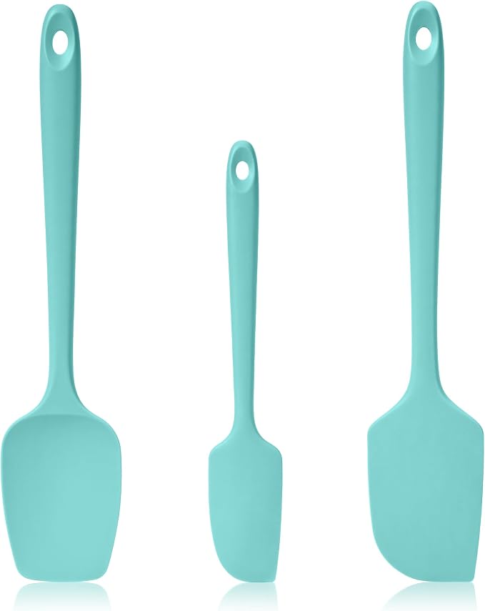 600ºF Heat Resistant Silicone Spatula Spoonula Set of 3, Aqua Sky | High Heat Food Safe Kitchen Use Scraper for Cooking Baking Mixing Scraping Stirring Cake Nonstick Cookware Pan Bowl
