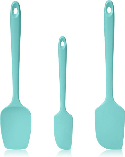600ºF Heat Resistant Silicone Spatula Spoonula Set of 3, Aqua Sky | High Heat Food Safe Kitchen Use Scraper for Cooking Baking Mixing Scraping Stirring Cake Nonstick Cookware Pan Bowl