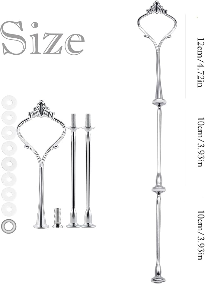 BetterJonny 6 Sets Cake Tray Stand Handle, 3 Tier Cake Stand Fittings Hardware Holder for Wedding and Party Making Resin Cupcake Dessert Platter Stand