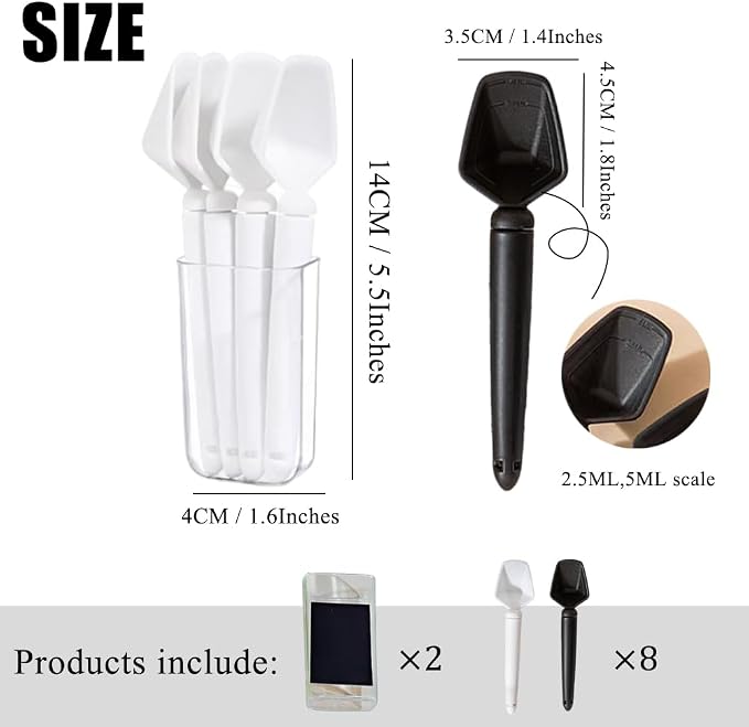 Ouliget Three in One Function Plastic Coffee Measuring Spoon Sealing Clip,Magnetic Wall Container Magnet Clips,Food Freshness Bag Clip Powder Tea Scoop,2 Pieces of 8