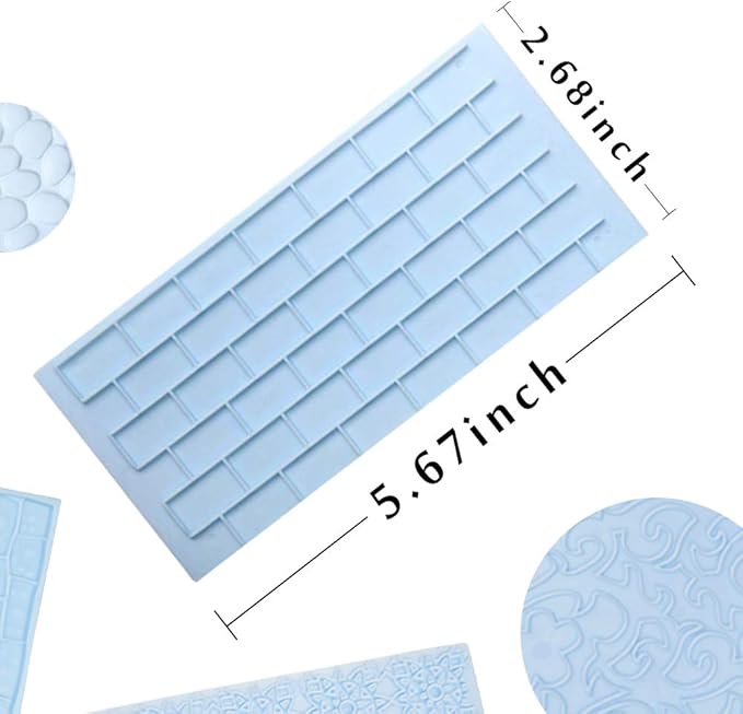 JOERSH 6 Pack Fondant Texture Mats Wood Grain Brick Castle Wall Cobblestone Texture Design Mold Fondant Molds for Clay, Chocolate, Fondant Cake Embossed Impression Sheets