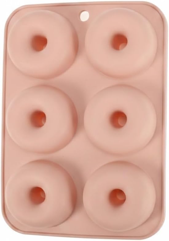 6-Cavity Silicone Donut Pan, Flexible Baking Mold for Easy Release, 6.5 x 4.1 Inch Mini Donut Maker Tray, Pink