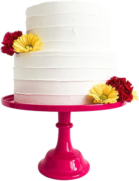 Sprinkles & Confetti 11" Bright Pink Melamine Cake Stand – Reusable Dessert Display for Valentine’s Day, 4th of July, Birthdays, Weddings & Parties