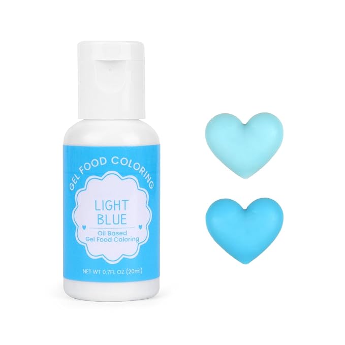 Oil Based Food Coloring for Chocolate, 20ml Edible Light Blue Oil Based Food Coloring Gel for Cake Decorating, Sugar, Candy Melts, Baking, Cookies, Icing Frosting, Meringues, Cream- 0.7 Fl. Oz(Light Blue)