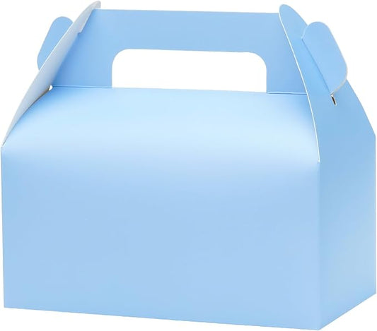 UnicoPak 30 Pack Baby Blue Party Favor Bag Boxes, Gable Gift Boxes for Candies Treats Goodies Cookies, Ideal for Baby Shower, Blue Party Favors, Theme Birthday Party, Valentine's Day, 6.5x3.5x3.5 Inches