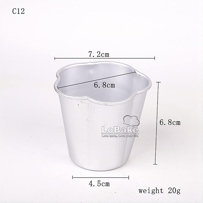 LoBake 10pcs per lot Various Design Fluted Edge Wavy Flower Cup Boat Round Shape Aluminium Tart Mould Jelly Pudding Cup Cupcake Mold Baking (C12)