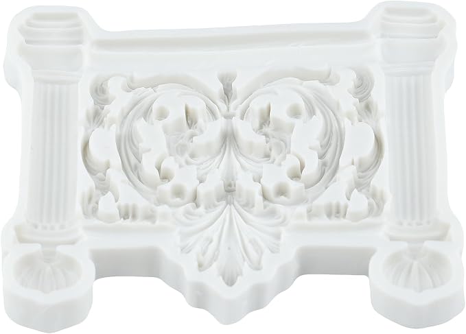 Baroque Roman Column Scroll Relief Silicone Mold Roman Column Fondant Molds for Cake Decorating Chocolate Cupcake Topper Candy Polymer Clay Gum Paste