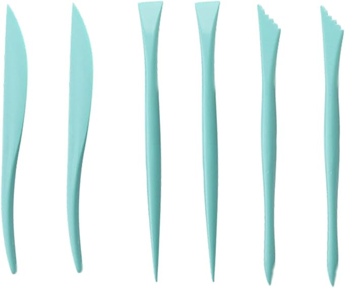 OSALADI Fondant Modeling Set 6pcs Plastic Cake Sculpting and Carving Tools for Baking and Cake Decorating, Green DIY Fondant Curving Tool Kit for Home Bakers
