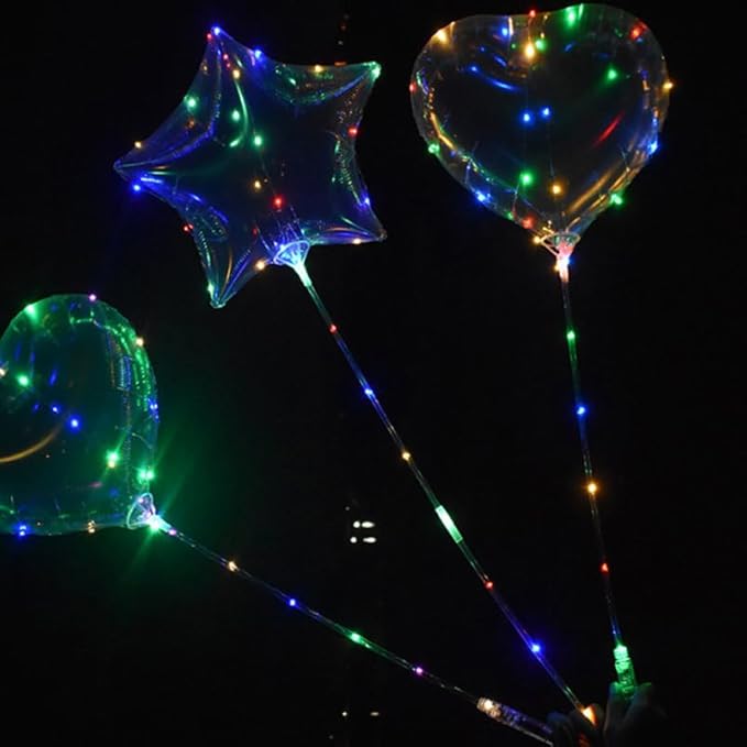 FAVOMOTO Heart Shape Led Balloons 9 Sets Glowing Transparent Light up Balloons for Birthday Wedding Party Stage Decorations