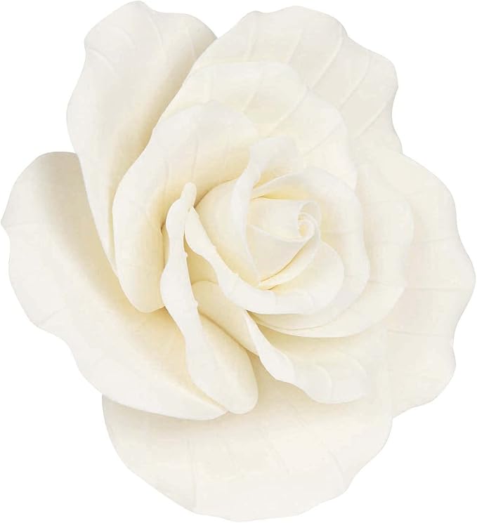 O'Creme Garden Roses Gumpaste Flower Set - White Edible Flowers for Cake Decorating - Sugar Flowers for Cakes, Candy, Cupcakes - Wedding, Valentines Day, Baby Shower - 4 Different Sizes, 2 of Each