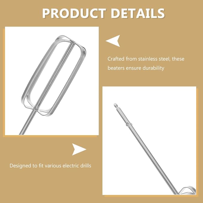 Toyvian Hand Mixer Beaters Replacement, 2pcs Stainless Steel Universal Egg Beater Attachments for Electric Hand Mixers Professional Whisk Parts for Kitchen Baking and Mixing