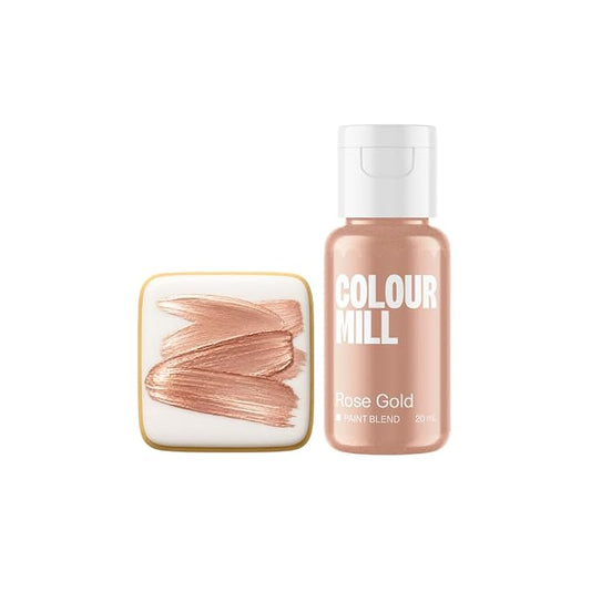 Colour Mill Edible Food Paint – Vibrant Cake & Fondant Decorating Colors for Cookies, Chocolate, Royal Icing & Desserts 20 Milliliters - Metallic Rose Gold