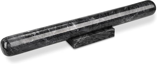 Marble Rolling Pin with Stand, 15.7" Black Stone French Heavy Polished Non Stick Cookie Pizza Pastry Dough Baker Roller for Kitchen Baking