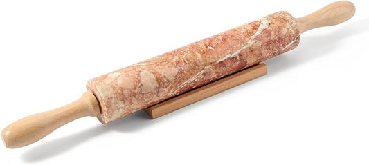 Koville Marble Rolling Pin, Non-Stick Polished Dough Roller, Pasta, Dumpling, Ravioli, Fondant,Pie Crust, Kitchen Baking Pastry Tools Red Marble