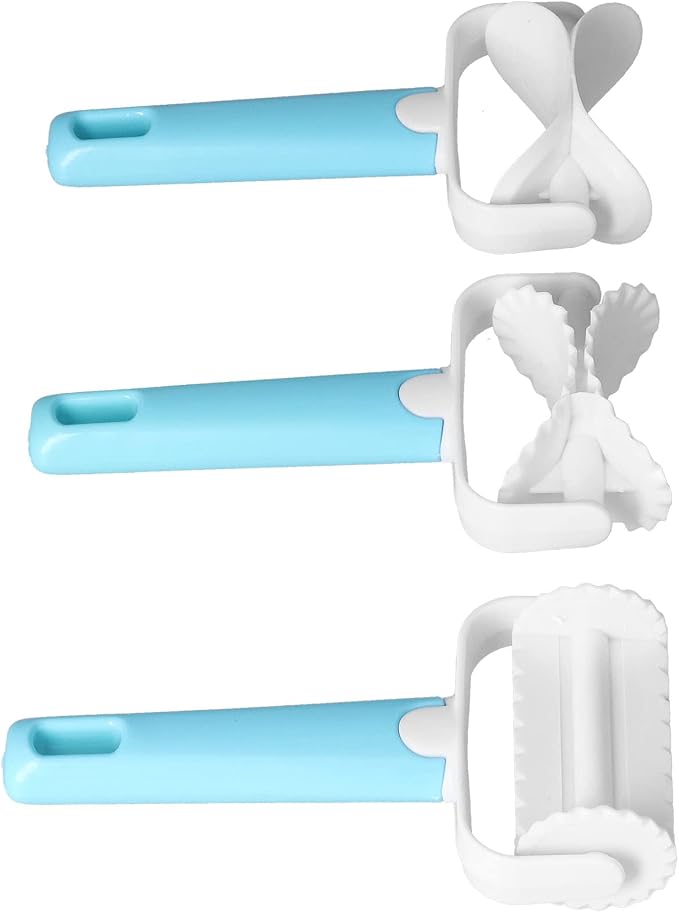 Alvinlite 3Pcs Rolling Pastry Cutter set|Round Roller Fondant Slicer|DIY Dough Cutter Roller Baking Accessory for Wonton Biscuit Cookies Dumpling Cake Making cookie cutter