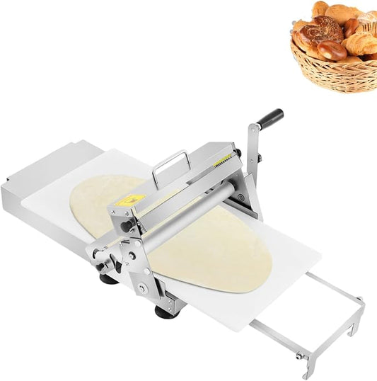 Stainless Steel Pastry Dough Sheeter, Commercial Adjustable Thickness Dough Sheeter with Clear Scale Marking, Manual Dough Roller Machine for Shops, Food Courts, Cafeterias