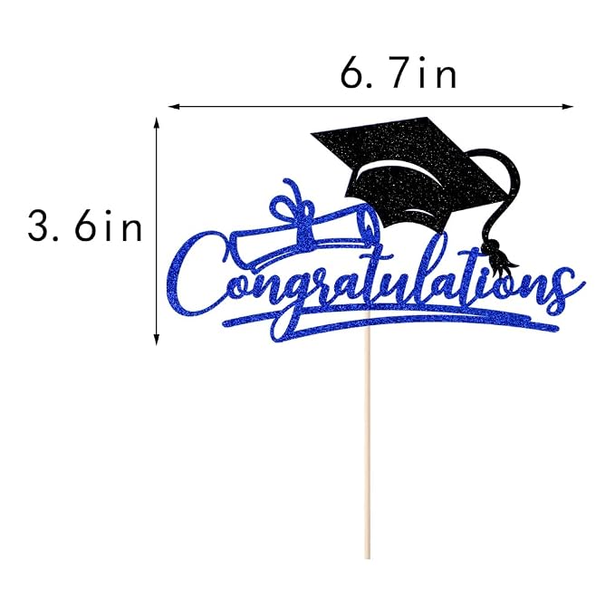 Congratulations 2026 Graduation Cake Topper,Congrats Grad Cake Decor - 2026 High School/College/Senior Graduation Party Decorations Supplies (Navy blue and black)