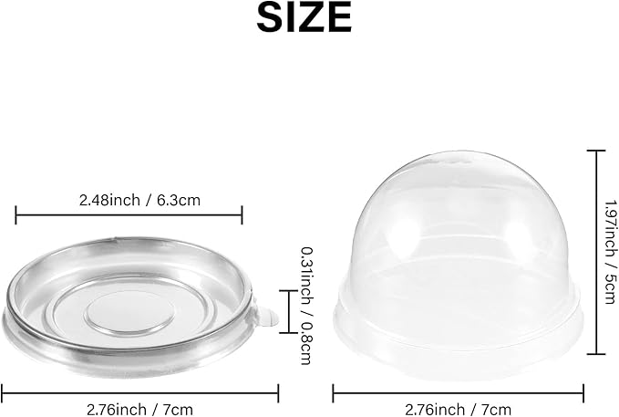 Patelai 150 Pcs Clear Plastic Mini Cupcake Container, Mini Cupcake Box Muffin Dome Muffin Single Container Box for Wedding Birthday Cheese Pastry Dessert Cake (Silver)