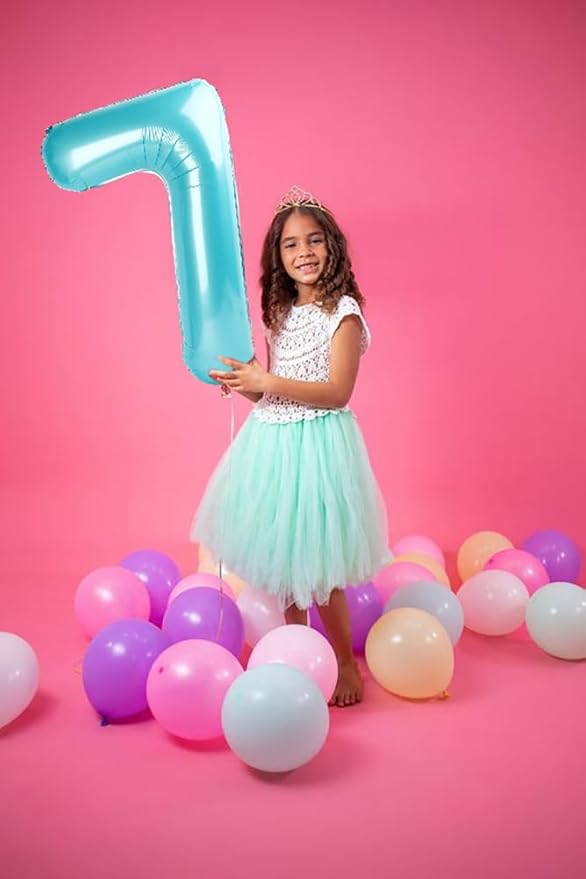 40 Inch Number 8 Balloon, Pastel Blue 8 18 28 80 Birthday Balloons for Men Boys, 8th Birthday Decorations Party Supplies, Wedding, Graduations