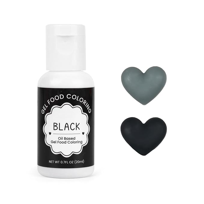 Oil Based Food Coloring for Chocolate, 20ml Edible Black Oil Based Food Coloring Gel for Cake Decorating, Sugar, Candy Melts, Baking, Cookies, Icing Frosting, Meringues, Cream- 0.7 Fl. Oz(Black)