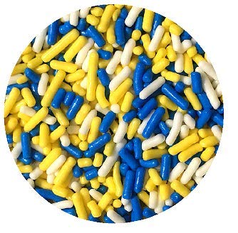 Yellow Blue White Cake Pop Cookie Cupcake Cakes Semi-Sweet Edible Confetti Decorations Sprinkles Desert Jimmies Toppers 6oz Bag