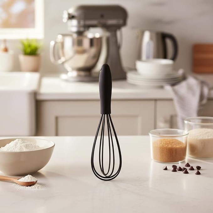 Mini Silicone Whisk, Egg Beater and Blender for Baking and Cooking, 6 Inch Compact Design, Dishwasher Kitchen Utensils