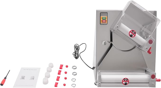 Pizza Dough Roller Sheeter, 4-12 Inch Dough Sheeter Machine, Stainless Steel Adjustable Thickness Pizza Dough Press for Pie Crusts, Pita Breads, Tortillas, Flatbreads
