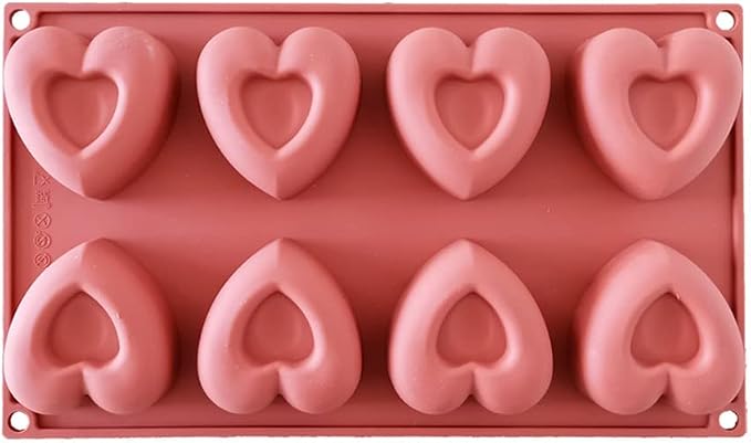 Silicone Donut Molds - 1pcs Non-Stick Food Grade Silicone Cake Desserts Mould Tool 8 Holes Love Heart Shape Mold Doughnut Baking Pans