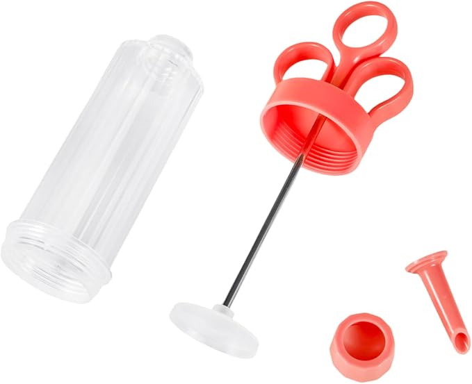 Cupcake Injector/Decorating Icing Set, 9-Piece Set, Stainless Steel Laminating gunCookie gunSqueeze cookie makerCream laminating gunLaminating nozzleSoluble beansBaking tools (Red 9pcs)