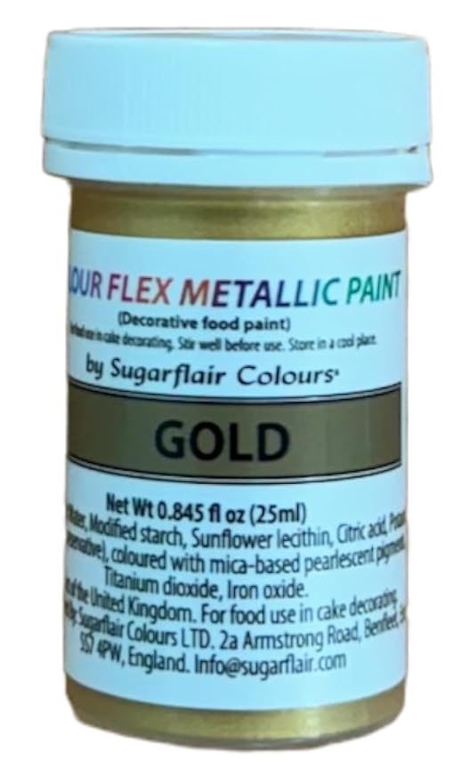 Sugarflair Colour Flex Food Paint, 25 Milliliters Metallic Gold