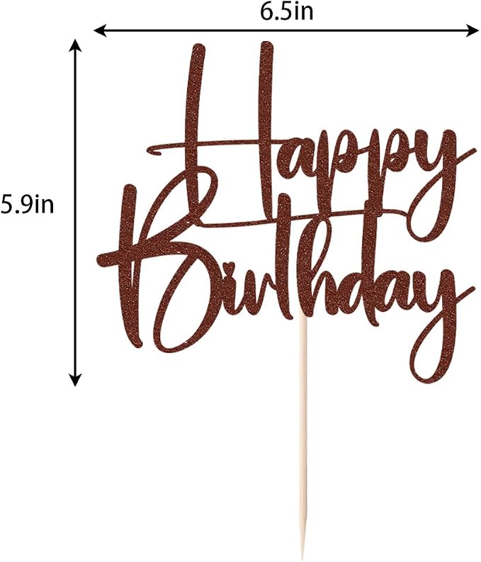 brown Happy Birthday Cake Topper, Happy Birthday Cake Bunting Deco, Baby Gender Reveal Party/Anniversary Party Decoration Supplies (6)