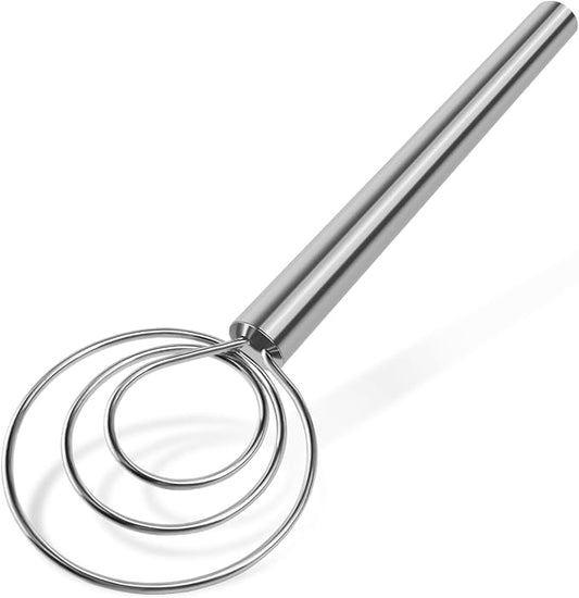 Danish Dough Whisk Stainless Steel Wooden Handle for Sourdough Bread Pizza and Pastry Making
