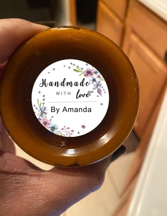 120-500 pcs Custom Homemade with Love, Handmade with Love Sticker Tags Personalized Text Labels