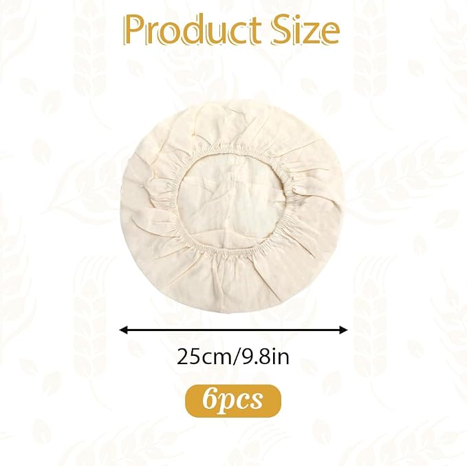 Bread Basket Liner Cloth 6 PCS 10 Inch Round Bread Proofing Basket Cloth Liner Natural Rattan Banneton Basket Liner Proofing Cloth Sourdough Baking Dough Proofing Basket Cover for Home Baking Supplies