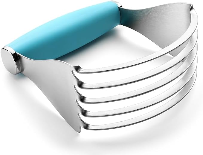 Spring Chef XL Stainless Steel Pastry Cutter Tool for Baking - Heavy Duty Dough Blender - Butter & Dough Cutter Tool with Sharp Blades - Pastry Blender for Easy Mixing - Dishwasher Safe - Aqua Sky