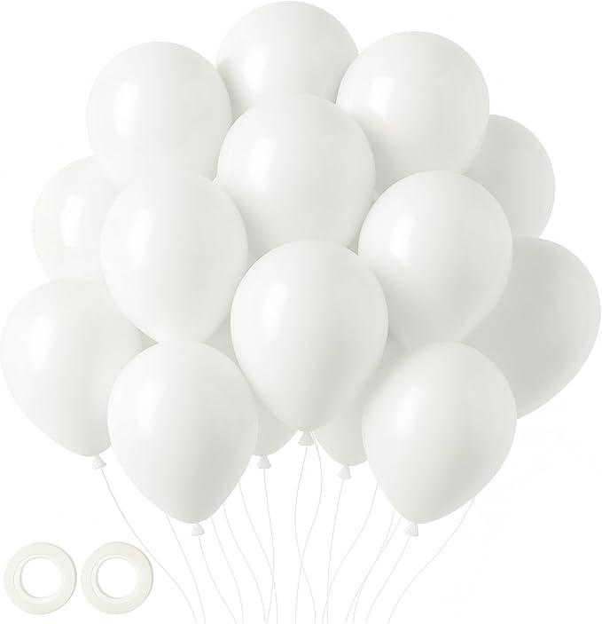 Voircoloria 105pcs White Balloons 12inch Party Balloons for Birthday Baby Shower Graduation Wedding Anniversary Party Decorations
