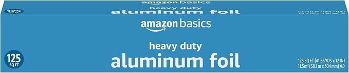 Amazon Basics Heavy Duty Aluminum Foil,125 Sq Ft,(Pack of 12)
