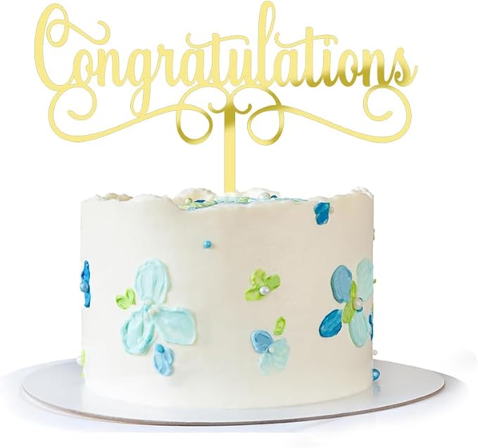 Acrylic Congratulations Cake Topper, Class of 2026 Cake Topper, Congrats Grad Party Decorations Supplies, High School Graduation/College Graduate Party Decoration Supplies (Gold Acrylic)
