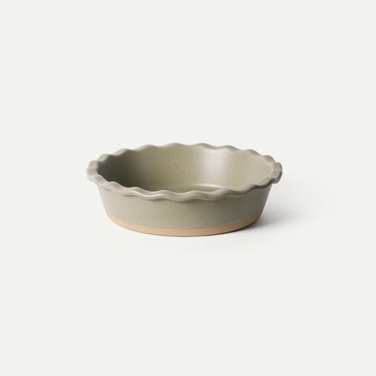 MORA Ceramic Pie Pan for Baking - 9 inch - Deep and Fluted Pie Dish for Old Fashion Apple Pie, Quiche, Pot Pies, Tart, etc - Modern Farmhouse Style Porcelain Ceramic Pie Plate - Thyme