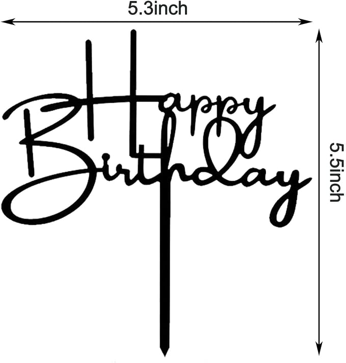 ZHENGYE 4 PCS Happy Birthday Cake Topper Set Black Happy Birthday Cupcake Toppers Acrylic Cake Toppers Decoration For Women Men Children Birthday Party Decoration Supplies