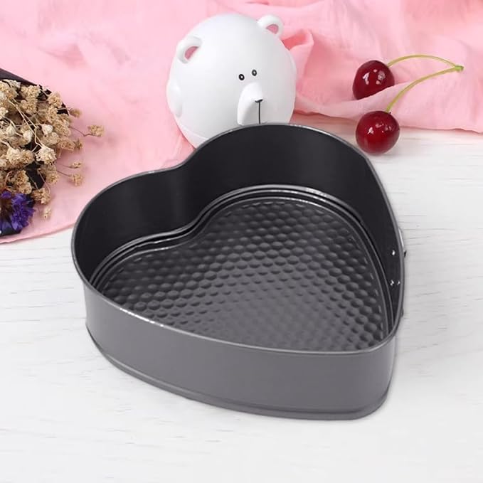 Set of 3 Springform Heart Cake Tins Heavy Duty, Double Layer Non-Stick Coating, Removable Base, Heavy Duty Carbon Steel, Fit for Frozen Desserts, Oven Safe Bakeware (8/9/10 Inch)