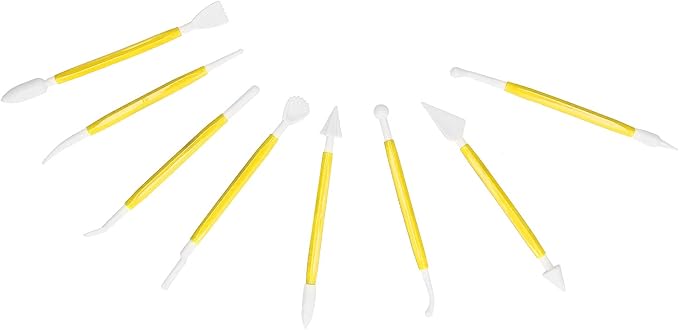 Cake Decorating Tools, 8PCS Fondant Modeling Set Decorating Hand Sculpting Tools Kit for Bakery (Yellow)